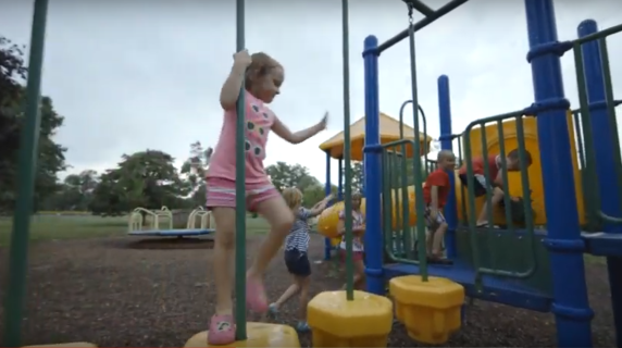 Child playing at a Grinnell park