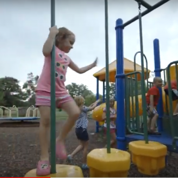 Child playing at a Grinnell park