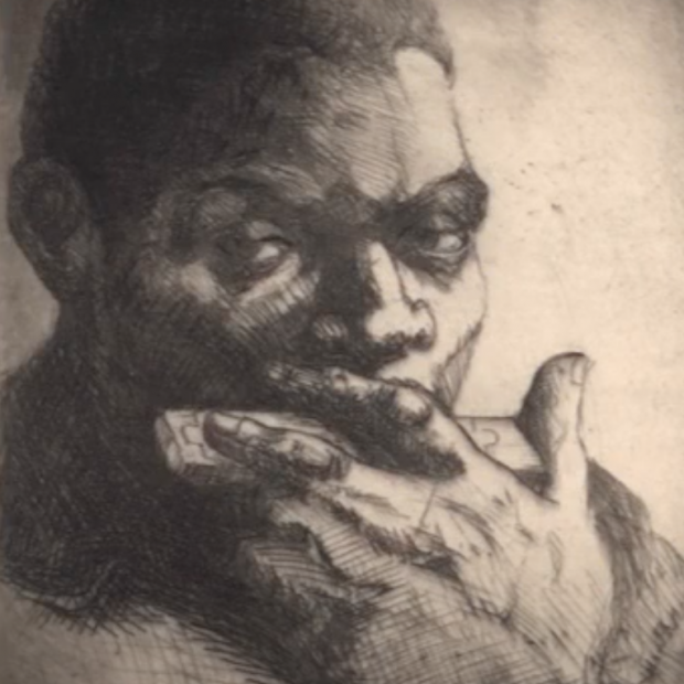 Harmonica Blues, a print by Dox Thrash