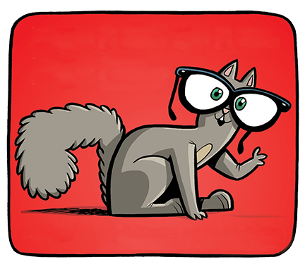 Comic squirrel wearing glasses
